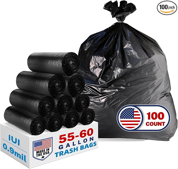Heavy Duty Trash Bags 55-60 Gallon, Commercial, Construction & Outdoor Use | by IUI