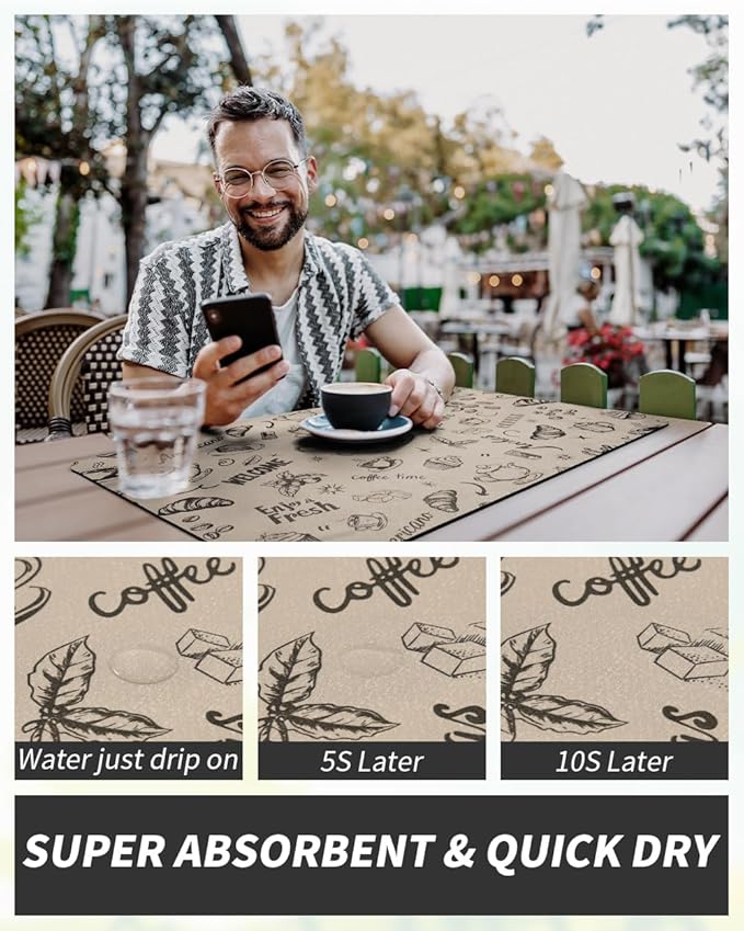 AMOAMI Coffee Mat Hide Stain Rubber Backed Absorbent Dish Drying Mat - Image 4