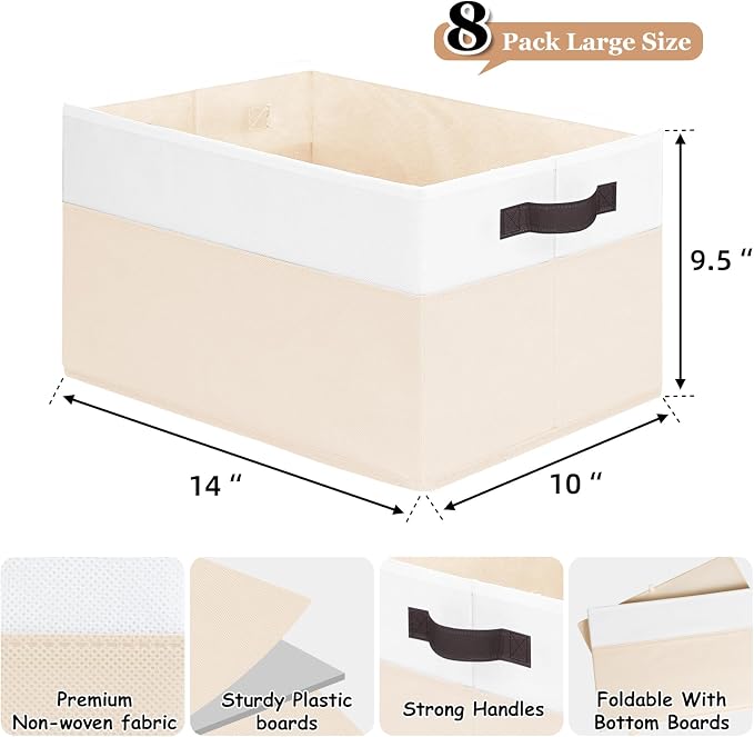 Criusia 8 Pack Large Storage Basket, Fabric Blanket Basket Living Room - Image 2