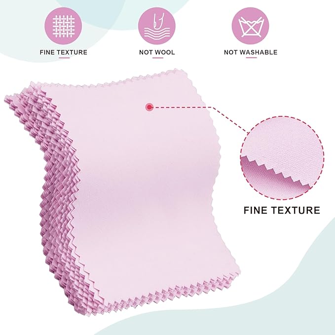 100 Pack Jewelry Polishing Cloth, 3.15" x 3.15" Pink Cleaning Cloths, Small - Image 5