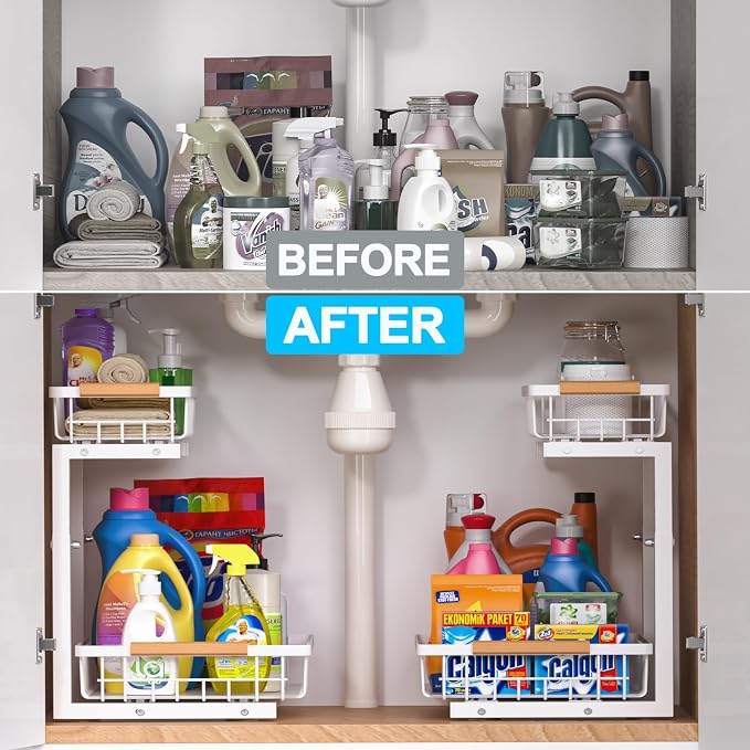 Under Sink Organizer 2 pack, 2 Tier Slide Out Under Sink Organizers And Storage - Image 7