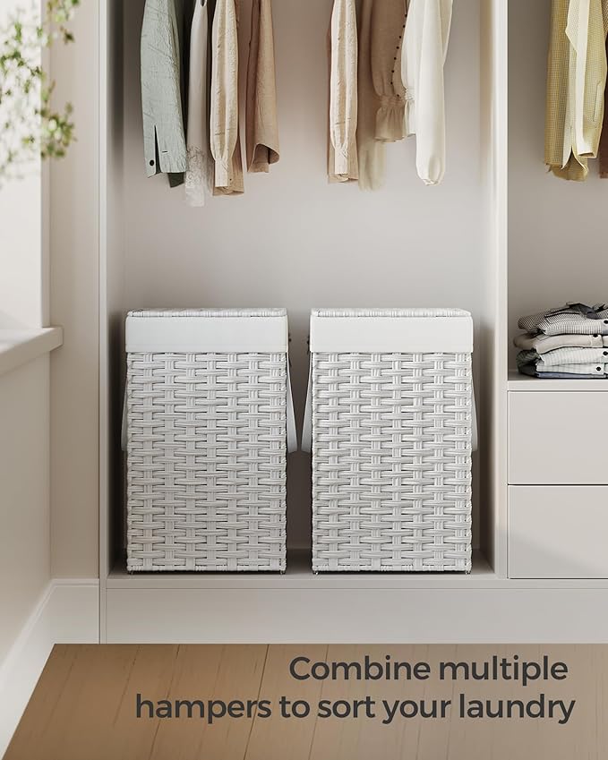 SONGMICS Laundry Hamper with Lid, 17.2 Gallon Synthetic Rattan Clothes Laundry - Image 9