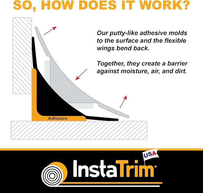 InstaTrim The Original Flexible Trim - 50ft Black 1/2" Wide Caulk Tape - - Image 4