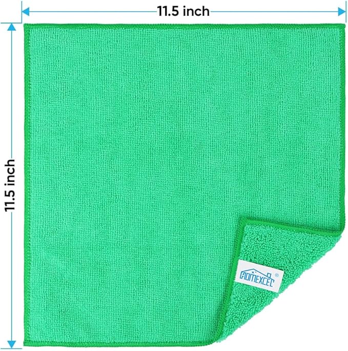HOMEXCEL Green Microfiber Cleaning Cloth, 12 Pack Premium Microfiber Towels - Image 2