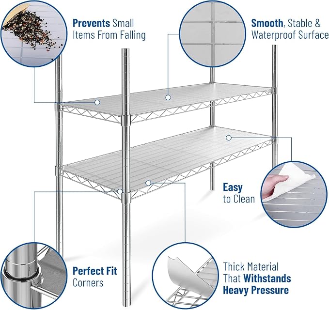 Shelf Liners for Wire Shelf System: Set of 5 in Graphite: 12 x 22 inch: Plastic - Image 5