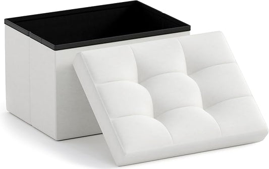 Ornavo Home Small Storage Ottoman Foldable Collapsible Rectangle Linen Ottoman by OrnavoHome