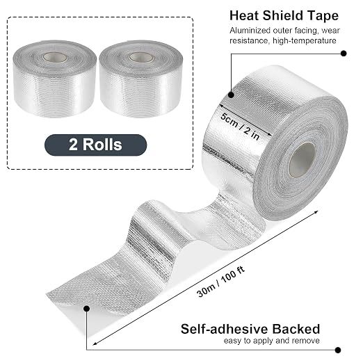 Zonon 2 Rolls Aluminum Foil Tape Heat Shield Tape Barrier Adhesive Reflective - Image 2