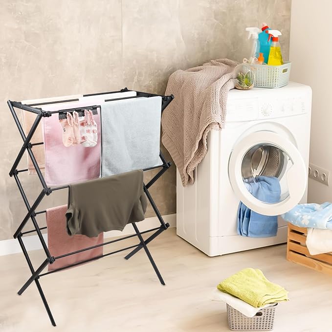 3 Tiers Foldable Clothes Drying Rack, Vertical Laundry Rack Portable and - Image 6