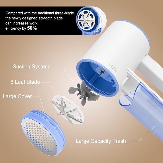 iRUNTEK Rechargeable Fabric Shaver & Lint Remover｜3-Speed Lint Shaver - Image 3