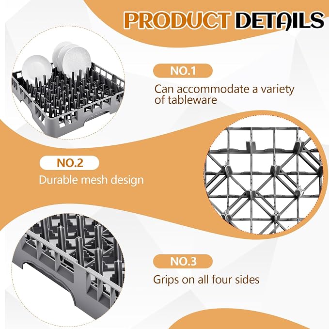 Commercial Dishwasher Tray Rack Polypropylene Full Size Flatware Rack - Image 3