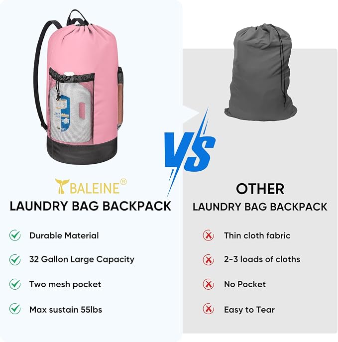 BALEINE 150L Laundry Bag Backpack, 900D Oxford Fabric Large Travel Laundry Bags - Image 5