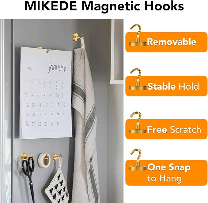 MIKEDE Magnetic Hooks, 150LB Heavy Duty Magnets - Image 2