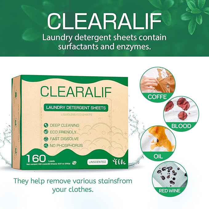 CLEARALIF Laundry Detergent Sheets up to 160 Loads, Laundry Detergent Strips - Image 2
