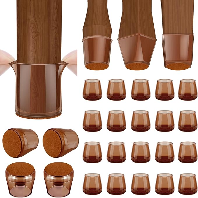 BALEINE 24 Pack Silicone Chair Leg Floor Protectors, Stool Leg Protectors Cap by BALEINE
