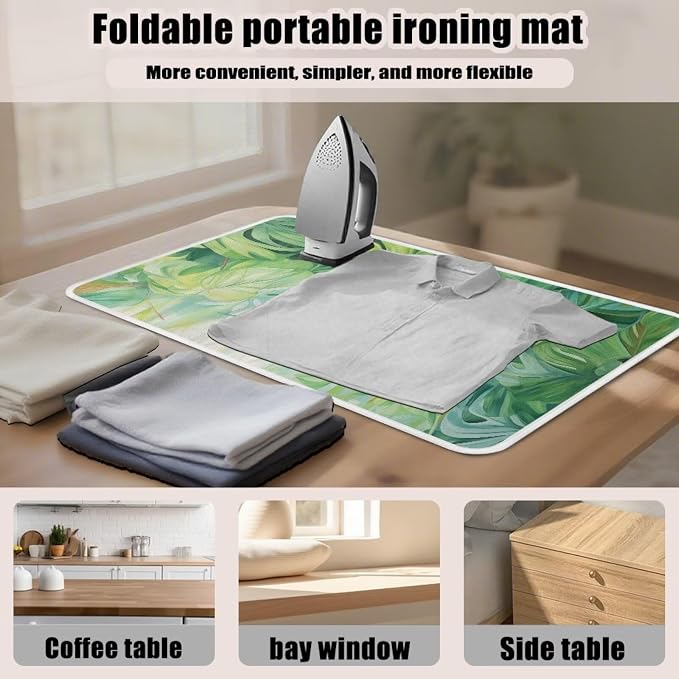 Green Ironing Mat Portable Ironing Pad Monstera Leaf 32 x 16 Inch Large Ironing - Image 6