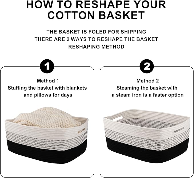Large Storage Basket for Organizing, Woven Rope Basket for Shelves, Closet - Image 8