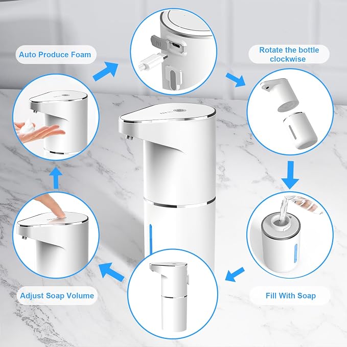Automatic Foaming Soap Dispenser, Type C Rechargeable Hand Free Pump Soap - Image 6