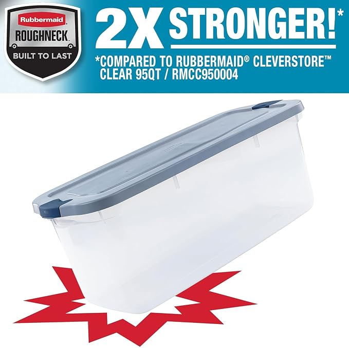 Rubbermaid Roughneck Clear 95 Qt/23.75 Gal Storage Containers, Visible Base - Image 3