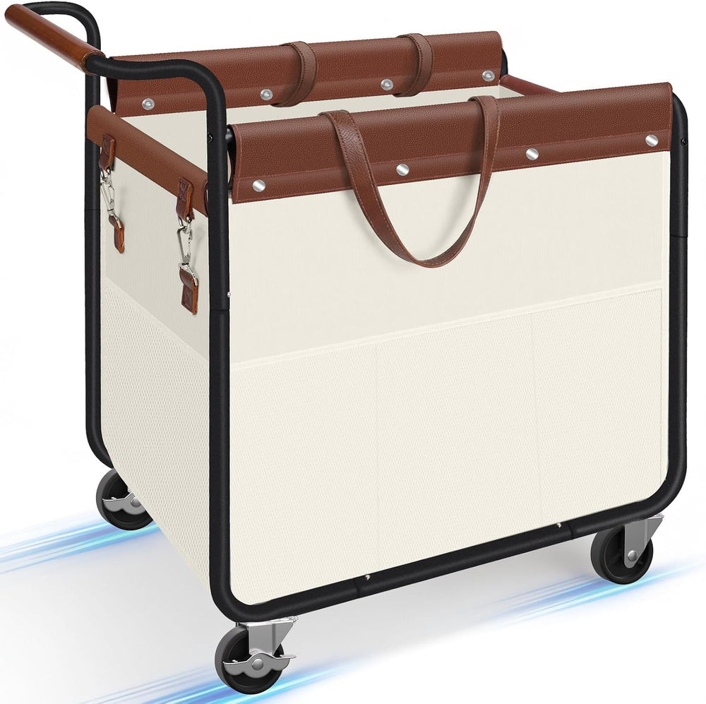 Kayfia 180L Rolling Laundry Hamper, Laundry Basket with Wheels, Beige