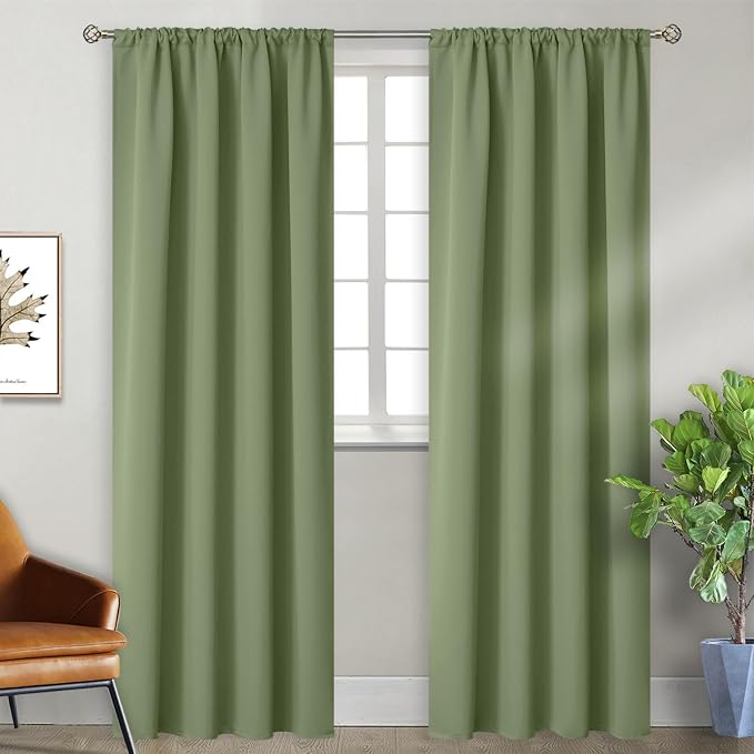 BGment Olive Green Blackout Curtains 84 Inch Length by BGment
