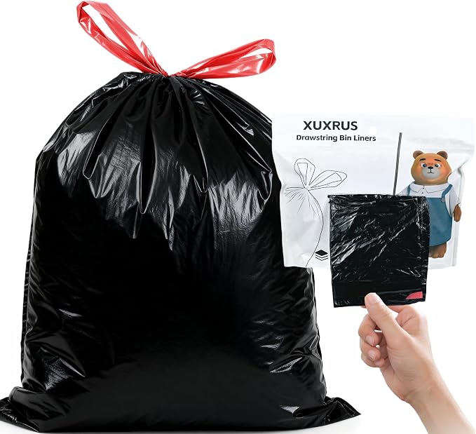 XUXRUS 2.6-3 Gallon Black Bathroom Drawstring Trash Bags - Image 8