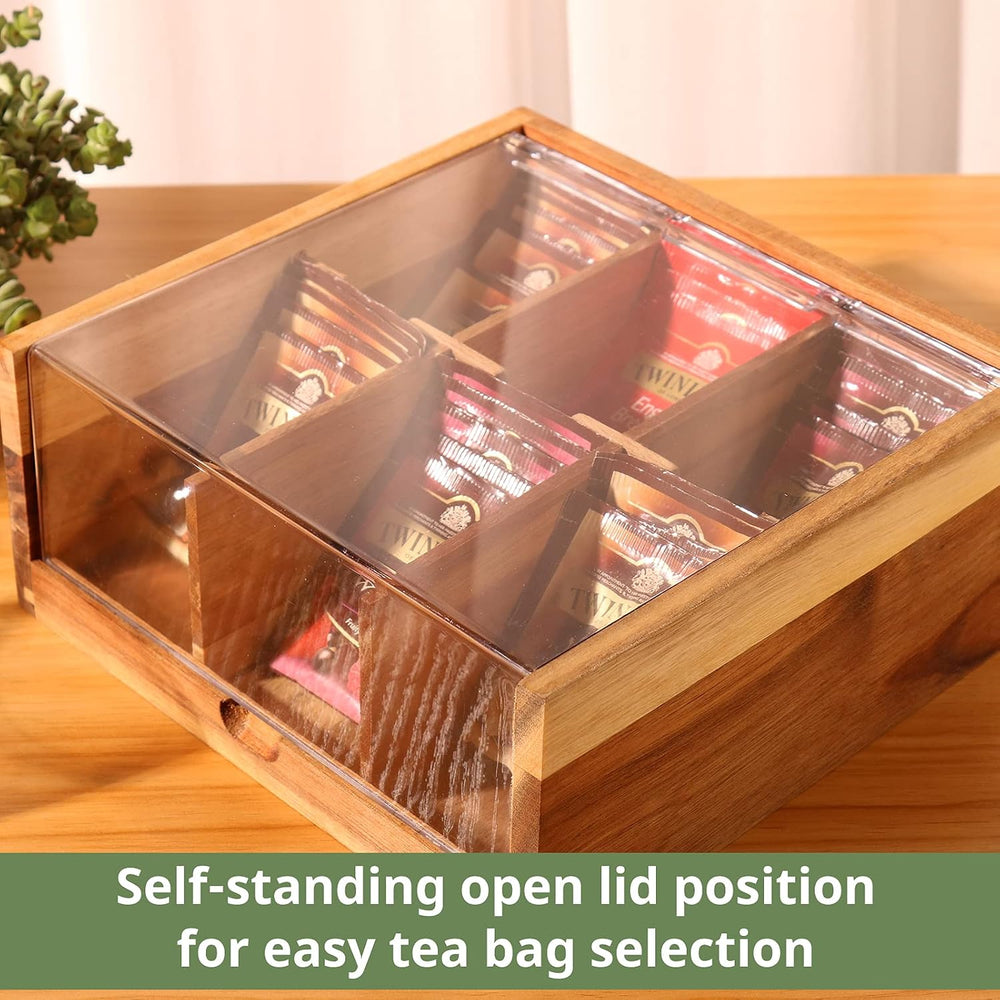 HTB Wood Over Sink Dish Drying Rack & 6 Compartments Tea Bag Organizer