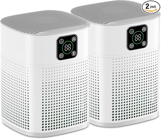 2 Pack Air Purifiers for Home Bedroom up to 650ft², Honeyuan H13 HEPA Air by HONEYUAN