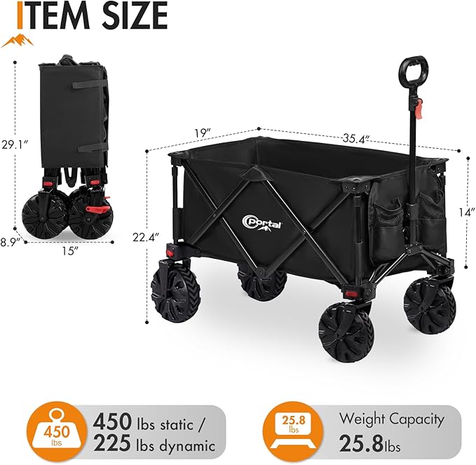 PORTAL Collapsible Folding Utility Beach Wagon Carts Heavy Duty - Image 6