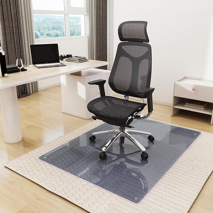 46" x 55" Glass Chair Mat, Heavy Duty Hard Tempered Glass Mat - Image 7