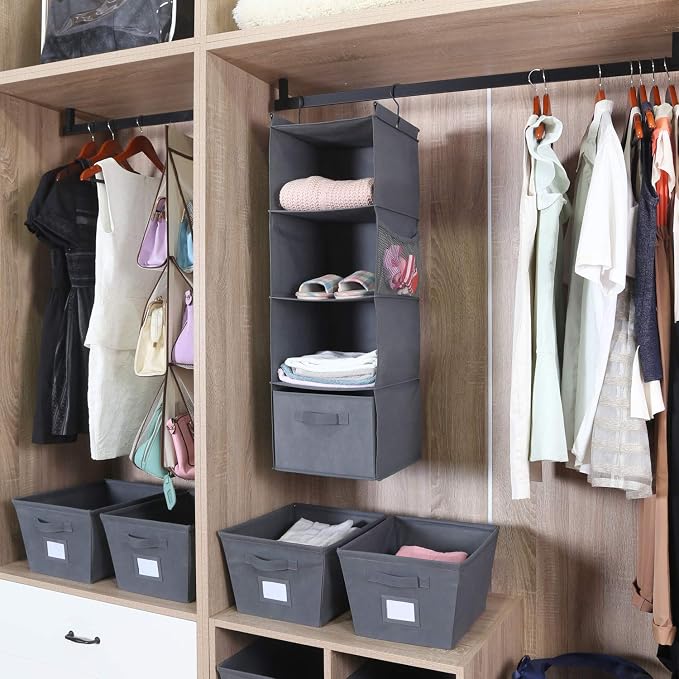 MAX Houser 4-Shelf Hanging Closet Organizer, Space Saver, Cloth Hanging Shelves - Image 9