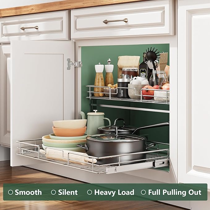 LOVMOR 2 Tier 28½"W x 21½"D, Individual Pull Organizer Kitchen Cabinet Storage - Image 2