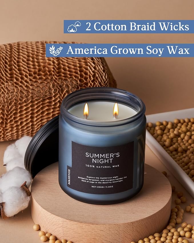 M&SENSE Summer's Night Scented Candle, 11.6oz Natural Soy Wax Clean Non Toxic - Image 3