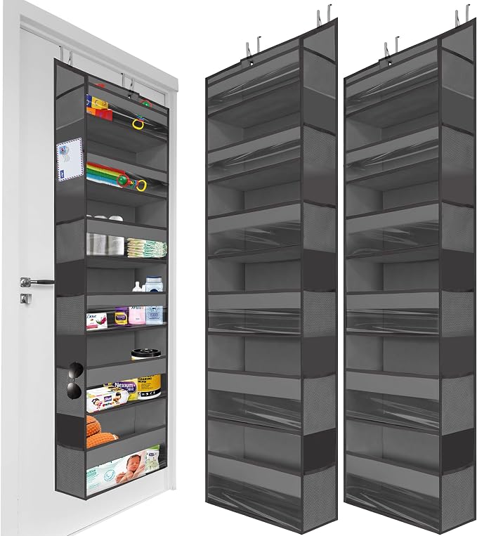 HOMELUX THEORY 2PC Heavy Duty Over the Door Organizer 55x14x6.7, 6 Large Front by HomeluxTheory