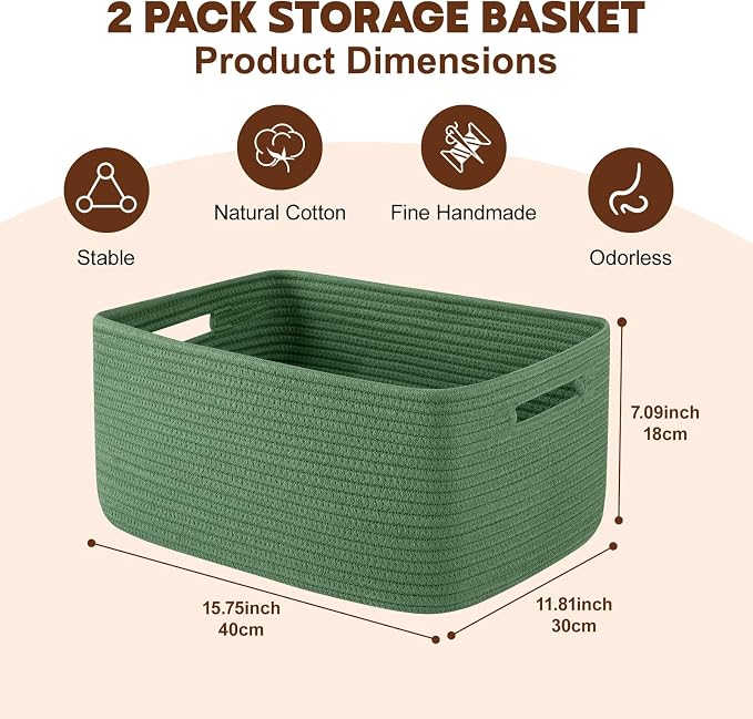 OIAHOMY Storage Basket for Shelves, Closet Cube Storage Bins Baskets for - Image 2