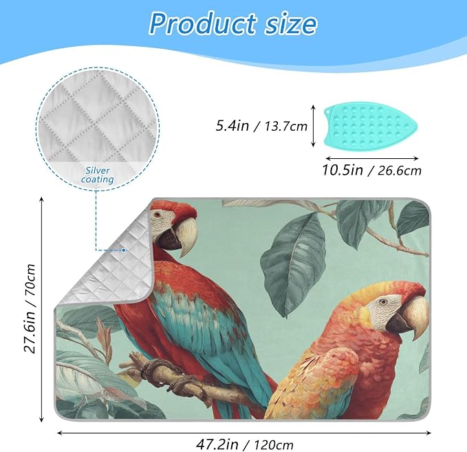 Tropical Parrots on The Branc Ironing Mat Thickened Ironing Blanket Travel - Image 2