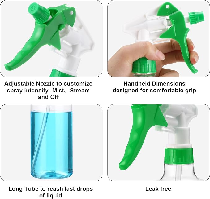 Eccliy 12 Pcs 16 Oz Plastic Spray Bottle, Adjustable Empty Reusable Sprayer - Image 5