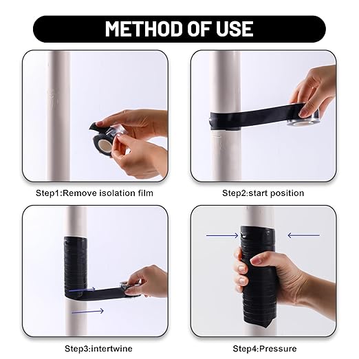 Self Fusing Silicone Tape 2 Rolls 1 in x 10' Black Waterproof Rescue Tape - Image 3