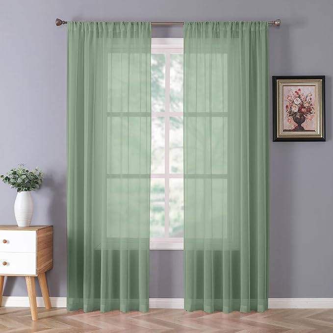 Tollpiz Sheer Curtain Linen Textured Living Room Curtains Sheer Light Filtering by Tollpiz