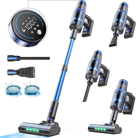 V25 Cordless Vacuum Cleaner, 680W 60Kpa Powerful Stick Vacuum by BonePone