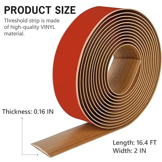 16.4Ft Floor Transition Strip Self Adhesive Vinyl Cover Floor Strip Flat - Image 2