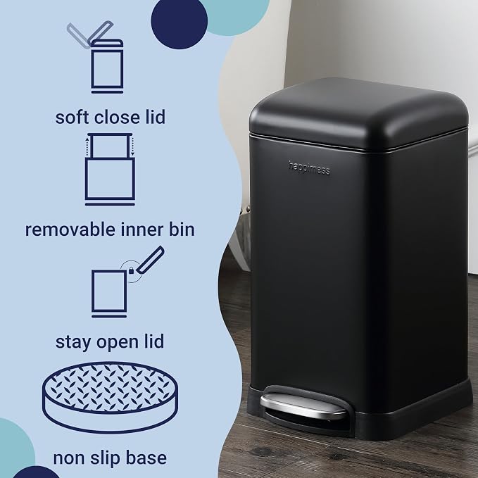 happimess HPM1012B Betty Retro Mini 3.2-Gallon Step-Open Trash Can - Image 4
