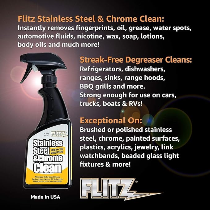 FLITZ Stainless Steel & Chrome Clean - 8oz Bottle - Image 7