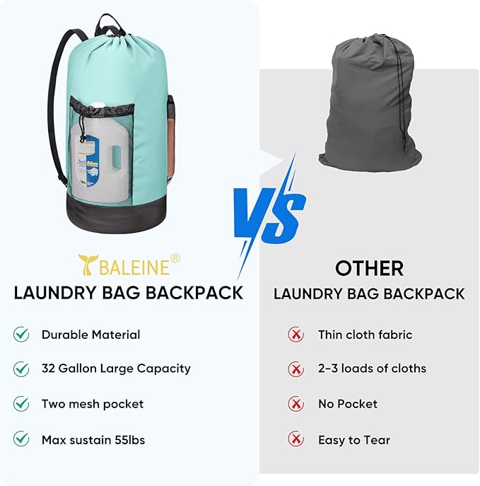 BALEINE 120L Laundry Bag Backpack, 900D Oxford Fabric Large Travel Laundry Bags - Image 5