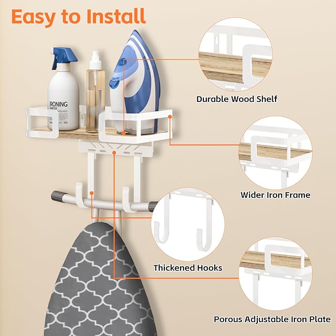 Ironing Board Holder Wall Mount, Iron Board Wall Hanger, Laundry Room - Image 4