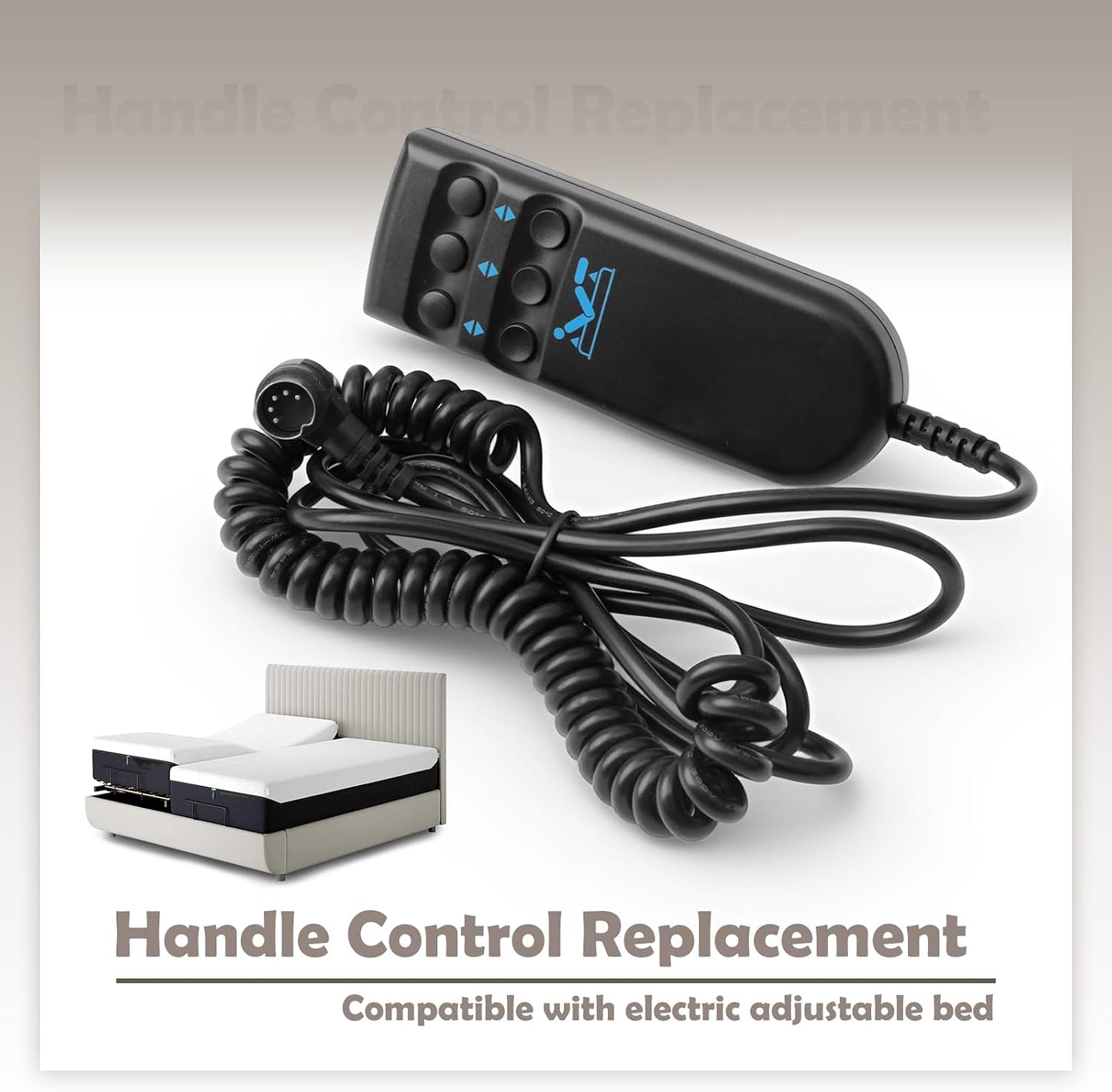 6 Button 5 Pin Bed Handle Control Replacement for Electric Adjustable Bed, Controller Black Plug & Play Total Cord Length 6.0ft
