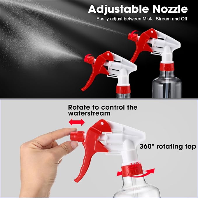 Eccliy 12 Pcs 16 Oz Plastic Spray Bottle, Adjustable Empty Reusable Sprayer - Image 4