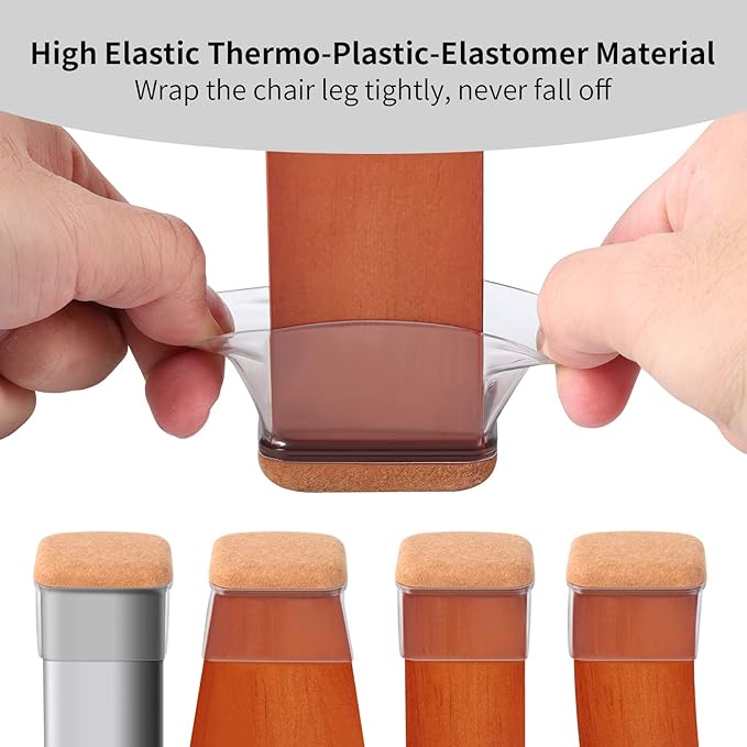 Ezprotekt 16 Pcs Rectangle Clear Silicone Chair Leg Floor Protectors - Image 4