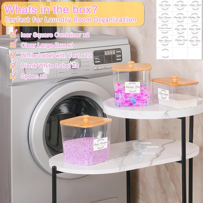 efluky 3 Pack Laundry Pods Container & Dryer Sheet Holder Set, Laundry Pods - Image 3