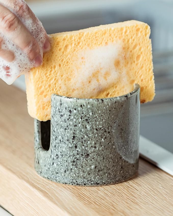 Kitchen Sponge Holder, Ceramic Dish Sponge Holder Scrubby Daddy Farmhouse Dish by LAUCHUH