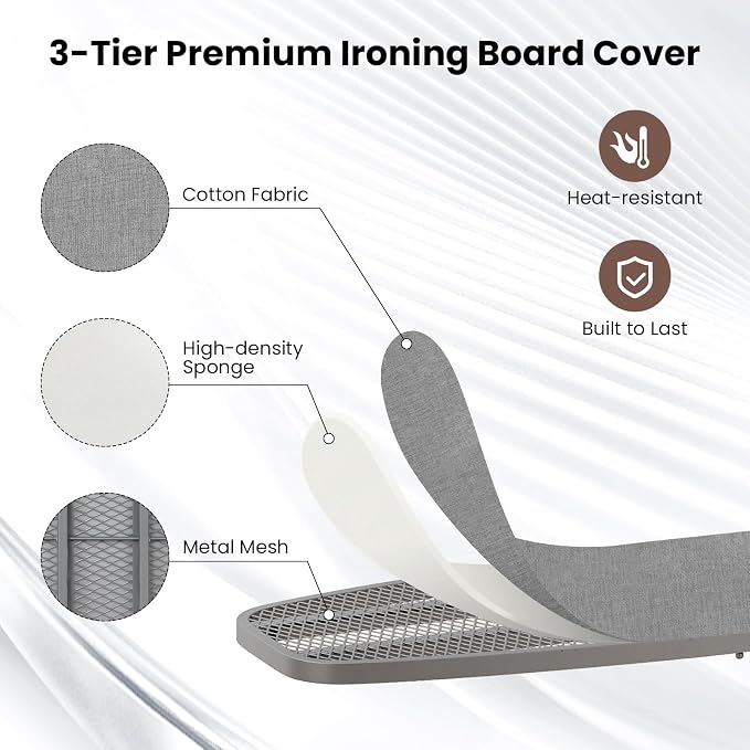 COSTWAY Over The Door Ironing Board, Space-Saving Metal Hanging Ironing Board - Image 3